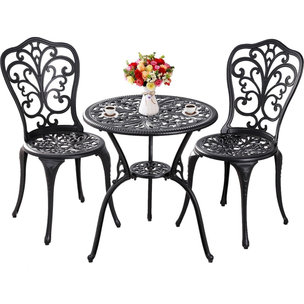 Withniture Outdoor Bistro Set 3 Piece Patio Bistro Set Cast Aluminum Bistro Table And Chairs Set Of 2 Small Patio Table Set Fo