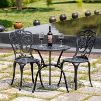 Withniture Outdoor Bistro Set 3 Piece Patio Bistro Set Cast Aluminum Bistro Table And Chairs Set Of 2 Small Patio Table Set Fo