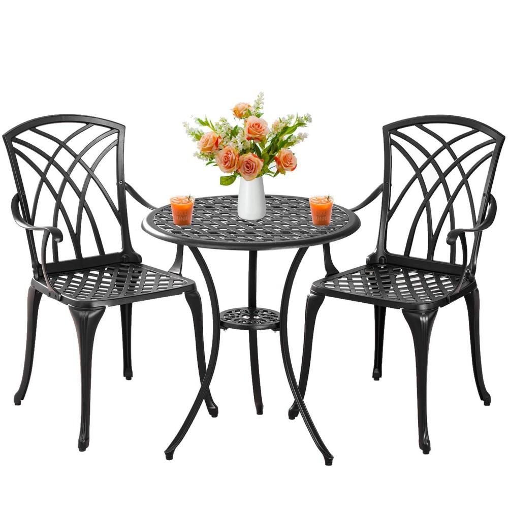 Withniture Outdoor 3 Piece Bistro Set Cast Aluminum Bistro Table And Chairs Set Of 2 All Weather Bistro Patio Set Patio Furnit