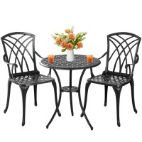 Withniture Outdoor 3 Piece Bistro Set Cast Aluminum Bistro Table And Chairs Set Of 2 All Weather Bistro Patio Set Patio Furnit