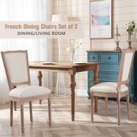 Nrizc Farmhouse Dining Room Chairs Set Of 2 French Dining Chairs With Square Back Brown Wood Legs French Bistro Chairs For Di