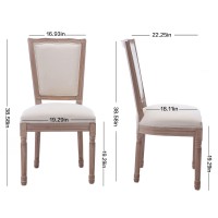 Nrizc Farmhouse Dining Room Chairs Set Of 2 French Dining Chairs With Square Back Brown Wood Legs French Bistro Chairs For Di