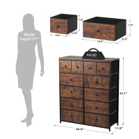 Enhomee Dresser For Bedroom With 12 Drawers, Tall Dresser With Wooden Top And Metal Frame, Fabric Storage Drawer Dresser & Chest Of Drawers For Bedroom Closet, 40.6