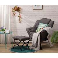 Hollyhome Fabric Lazy Chair With Foldable Ottoman Accent Comfy Lounge Arm Chair And Folding Footrest Stool Set Leisure Sofa Re