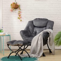 Hollyhome Fabric Lazy Chair With Foldable Ottoman Accent Comfy Lounge Arm Chair And Folding Footrest Stool Set Leisure Sofa Re