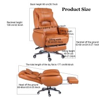 Thcsy Office Chair, Home Computer Desk Chairs, Made Of Leather And Aluminum Alloy, With Footrest And 95-180 Free Adjustable Backrest, Lumbar Pillow And Headrest, Swivel Task Chair (Color : Orange)