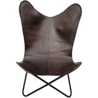 Prastara Leather Butterfly Chair - Butterfly Chair Cover - Handmade Leather Chair Cover - Vintage Leather Chair Cover - Living Room Chair Cover For Home D?Cor (Plain Dark Brown)