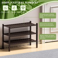 Romguar Craft 3 Tier Thick Bamboo Shoe Rack For Closet Free Standing Wood Shoe Shelf For Entryway Small Space Stackable 27X1