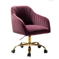 Hulala Home Velvet Home Office Desk Chair Modern Cute Computer Task Chair Wheels Swivel Height Adjustable Upholstered Vanity C