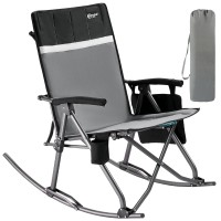 Portal Oversized Folding Rocking Camping Chair Portable Outdoor Rocker With High Back Hard Armrests Carry Bag Supports 400 Lbs