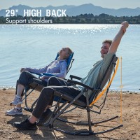 Portal Oversized Folding Rocking Camping Chair Portable Outdoor Rocker With High Back Hard Armrests Carry Bag Supports 400 Lbs