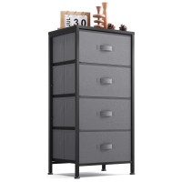 Linsy Home Dresser For Bedroom, Chest Of Drawers With Wood Top, Storage Organizer For Closet, Living Room, Hallway, Entryway, Nightstand With Drawers And Steel Frame, Dark Grey