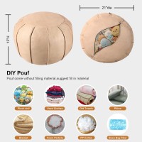 Louis Donn? Pouf Ottoman Cover, Unstuffed Round Ottoman Cover for Storage Solution, Supersoft Handmade Moroccan Decor Foot Rest, Footstool, Pouffe Seat for Balcony 21dia, Faux Leather Floor Chair