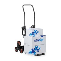 Relaxdays Stair Climbing Hand Truck, Folding Cart, Up To 50150 Kg, Solid Rubber Tyres, Height Adjustable, Black, 124 X 54 X 77 Cm