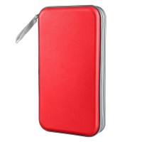 CD Case, Siveit DVD Case Holder 96 Capacity Hard Plastic CD DVD Disc Cases Storage Binder Wallet for Car Home Office Travel (Red)