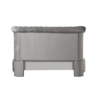 Acme Gaiva Eastern King Bed With Storage In Gray Velvet