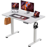 Ergear Height Adjustable Electric Standing Desk 40 X 24 Inches Sit Stand Up Desk Memory Computer Home Office Desk White