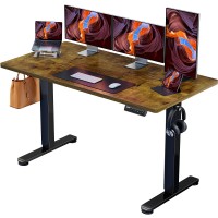 Ergear Height Adjustable Electric Standing Desk, 55 X 28 Inches Sit Stand Up Desk, Memory Computer Home Office Desk (Vintage Brown)