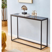 Cplxroc 42~\'\' Faux Marble Console Table, Narrow Console Table, Sofa Table, Entryway Table, For Hallway, Living Room, Entryway, With Metal Frame And Adjustable Feet Blackboard Black Legs 102Hh