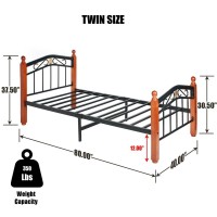 Better Home Products Leyla Twin Black Metal Bed Frame with Headboard Footboard