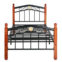 Better Home Products Leyla Twin Black Metal Bed Frame with Headboard Footboard