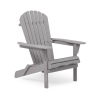 Outdoor Wooden Folding Adirondack Chair With Pre-Assembled Backrest, Wood Patio Chair For Garden Backyard Porch Pool Deck Firepit