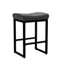 Lue Bona Ergonomic Counter Bar Stools 24 Square Saddle Barstools Set Of 4 Modern Backless Faux Leather Counter Stool With Bla