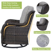 Rilyson Wicker Rocking Chair Swivel Chairs 3 Piece Rocker Patio Furniture Set Rattan Rocking Bistro Sets With Glass Top Side T