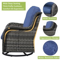 Rilyson Wicker Rocking Chair Swivel Chairs 2 Piece Rocker Patio Chairs Set Rattan Rocking Chair For Outdoor Porch Deck Garden