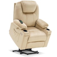 Mcombo Medium Power Lift Recliner Chair Sofa With Massage And Heat For Elderly 3 Positions Cup Holders And Usb Ports 2 Side