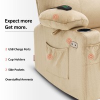 Mcombo Medium Power Lift Recliner Chair Sofa With Massage And Heat For Elderly 3 Positions Cup Holders And Usb Ports 2 Side