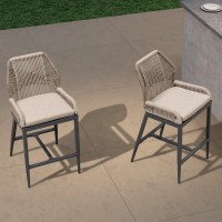 Purple Leaf Counter Height Bar Stools Set Of 4 Rattan Chair Boho Wicker Metal Counter Stools With Back And Footrest Patio Seatin