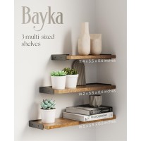 Bayka Wall Shelves For Bedroom Decor Floating Wall Shelves For Living Room Kitchen Storage Wall Mounted Rustic Wood Floating S