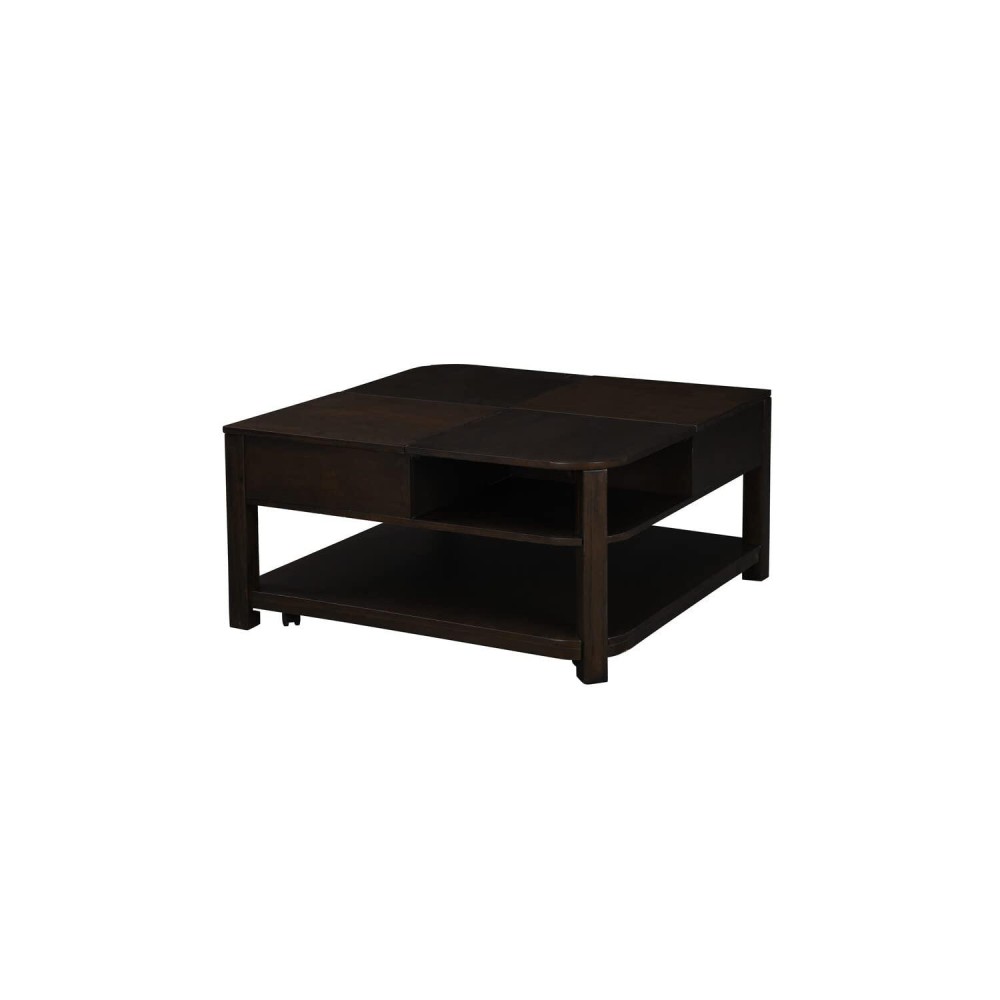 Lilola Home Flora Dark Brown Mdf Lift Top Coffee Table With Shelves