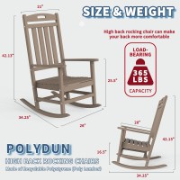 Outdoor Rocking Chairs Set Of 2  Looks Like Wood  High Back Poly Lumber Patio Rocker Chair  365Lbs Support Rocking Chairs  All-Weather Porch Rocking Chair For Lawn  Backyard  Indoor  Garden  Wood