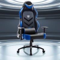 Big And Tall Gaming Chair 350Lbs-Racing Style Computer Gamer Chair,Ergonomic Desk Office Pc Chair With Wide Seat, Reclining Back, Adjustable Armrest For Adult Teens-Black/Blue