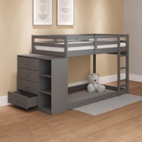 Acme Gaston Twin Over Twin Wooden Bunk Bed With Storage Cabinet In Gray