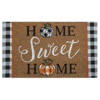 Briarwood Lane Home Sweet Home Pumpkins Fall Natural Fiber Coir Doormat Checkers 18 X 30