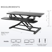 Vivo 36 Inch Desk Converter, K Series, Height Adjustable Sit To Stand Riser, Dual Monitor And Laptop Workstation With Wide Keyboard Tray, Black, Desk-V036Kb