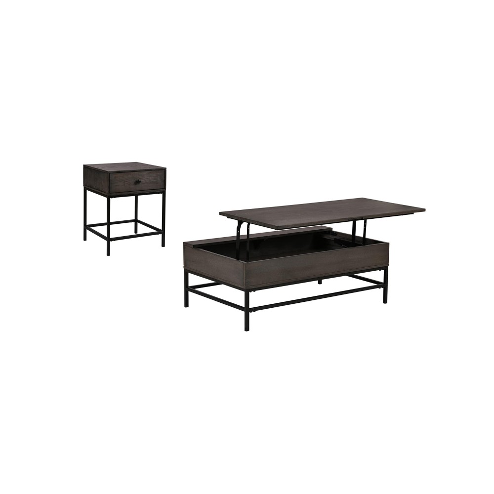 Lilola Home Ava 2 Piece Espresso MDF Lift Top Coffee and End Table Set