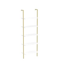 Wolawu 5 Tiers Ladder 2Piece Shelf White Marble Modern Bookshelf Open Tall Wall Mount Bookcase Standing Leaning Wall Shelves In