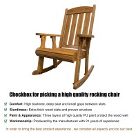 Wooden Rocking Chair With Comfortable Backrest Inclination High Backrest And Deep Contoured Seat Solid Fir Wood Heavy Duty 60