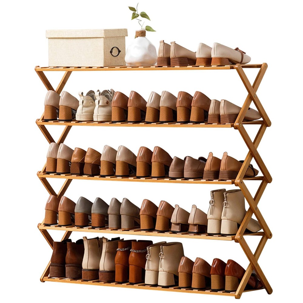 Choclaif Free Standing Shoe Racks For Closet Shoe Shelf Bamboo Shoe Rack For Bedroom Entryway Hallway Closet Living Room Organ