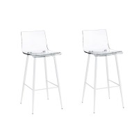 Acrylic Bar Stool in Clear AcrylicWhite color Set of 2