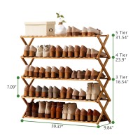 Choclaif Free Standing Shoe Racks For Closet Shoe Shelf Bamboo Shoe Rack For Bedroom Entryway Hallway Closet Living Room Organ