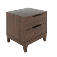 Boyd Sleep Mackay Modern Double Drawer Nightstand Walnut