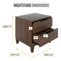 Boyd Sleep Mackay Modern Double Drawer Nightstand Walnut