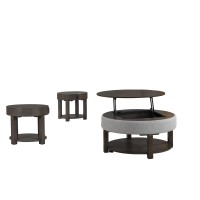Lilola Home Jonah 3 Piece Light Brown MDF Lift Top Coffee and End Table Set