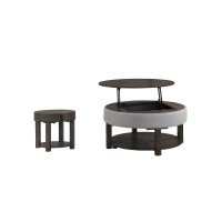 Lilola Home Jonah 2 Piece Light Brown MDF Lift Top Coffee and End Table Set