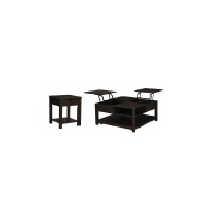 Lilola Home Flora 2 Piece Dark Brown Mdf Lift Top Coffee And End Table Set